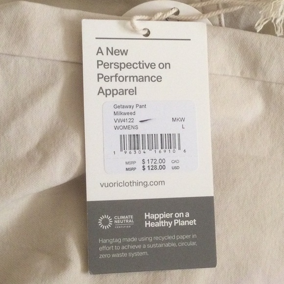 VUORI Getaway Carpenter Pant- Large- Milkweed-NWT - Picture 5 of 5